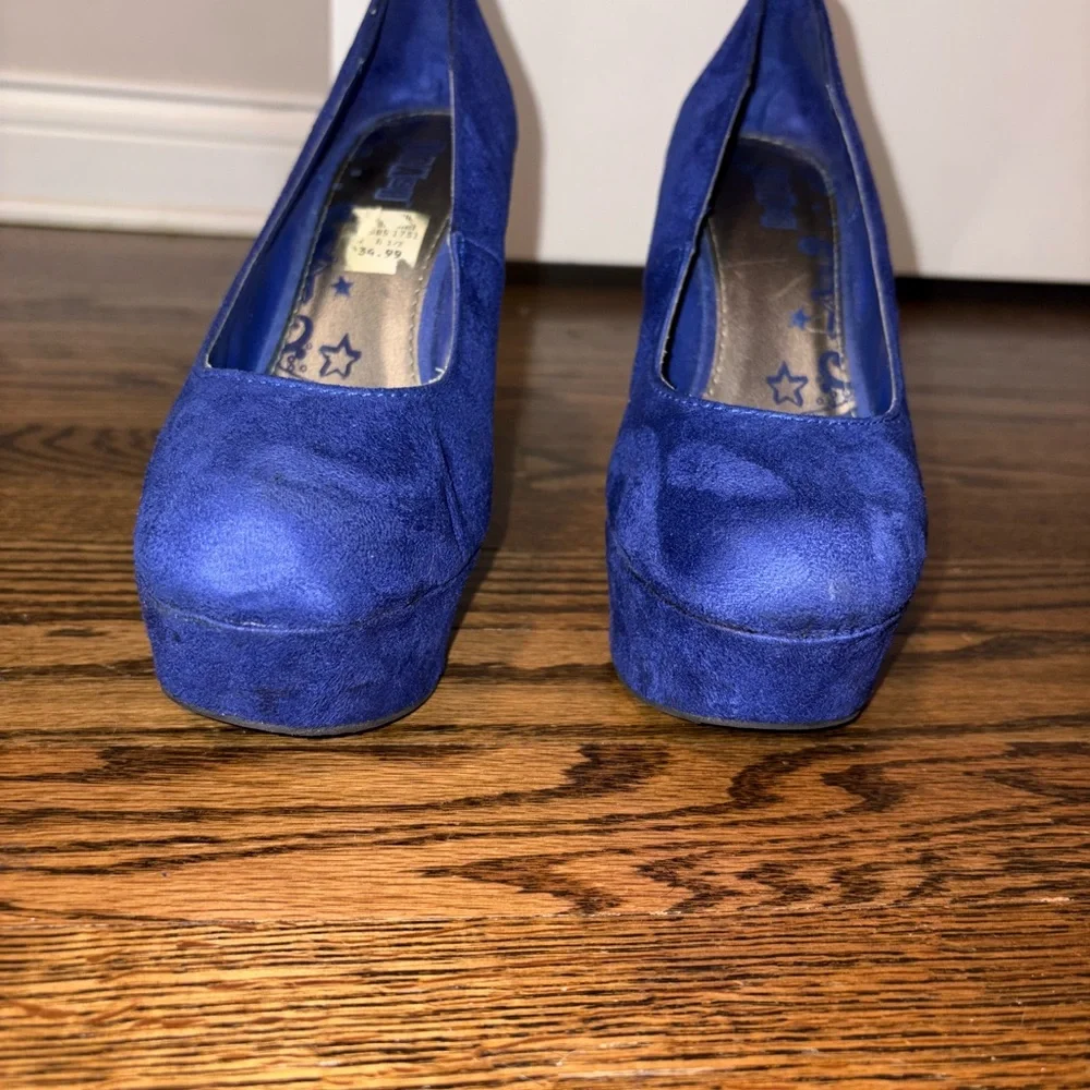 Brash Cobalt Blue Suede Wedges 8 - Picture 3 of 7